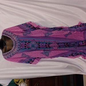 Sante Classics Kaftan Dress Mumu One Size Art to Wear Festival Tribal Multicolor